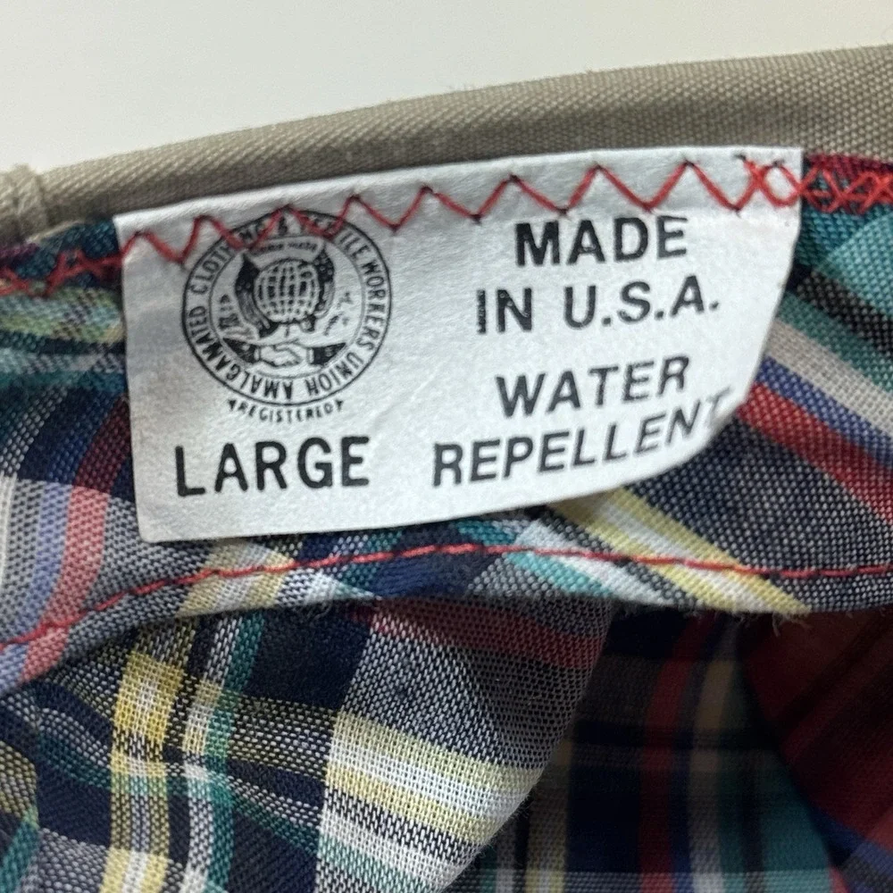 Eddie Bauer Newsboy Golf Cabby Hat Cap Tan USA Union Made Plaid Lining Size L